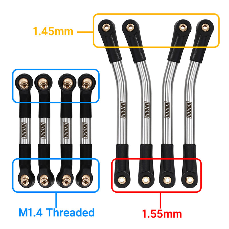 INJORA Stainless Steel High Clearance Links Set for 1/24 AX24 4 INJORA Stainless Steel High Clearance Links Set for 1/24 AX24