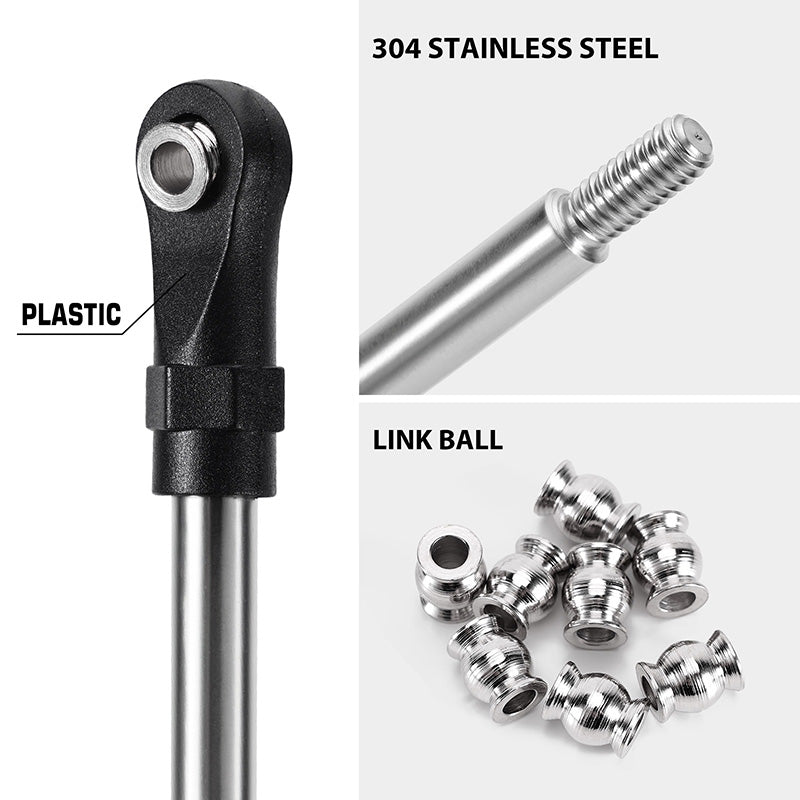 INJORA Stainless Steel Links with Rod Ends for 1/10 RC Crawler 7 INJORA Stainless Steel Links with Rod Ends for 1/10 RC Crawler