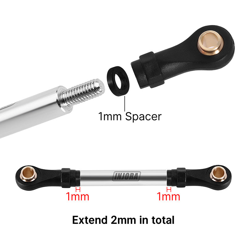 INJORA Stainless Steel Straight Chassis Links for 1/18 RC Crawler TRX4M Defender Bronco (4M-64) 6 INJORA Stainless Steel Straight Chassis Links for 1/18 RC Crawler TRX4M Defender Bronco (4M-64)