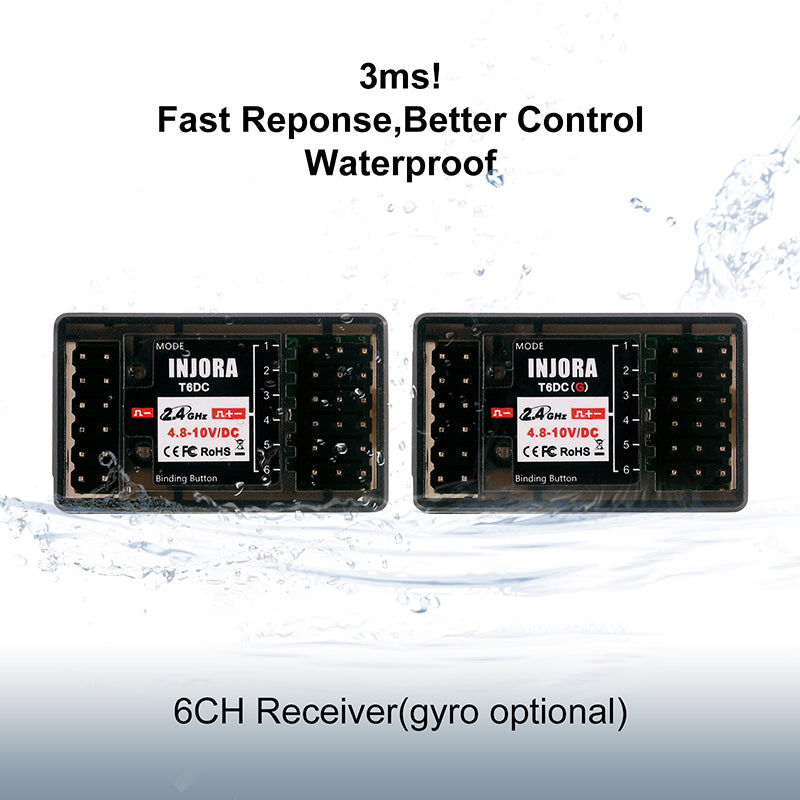 INJORA T6F 6CH T6DC T6DCG 2.4GHz RC Digital Transmitter with Receiver for RC Car Boat Tank 22 INJORA T6F 6CH T6DC T6DCG 2.4GHz RC Digital Transmitter with Receiver for RC Car Boat Tank