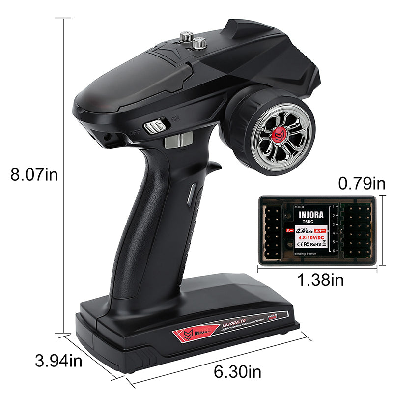 INJORA T6F 6CH T6DC T6DCG 2.4GHz RC Digital Transmitter with Receiver for RC Car Boat Tank 5 INJORA T6F 6CH T6DC T6DCG 2.4GHz RC Digital Transmitter with Receiver for RC Car Boat Tank