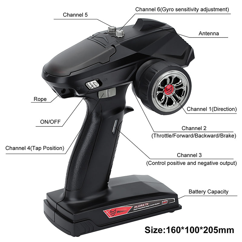INJORA T6F 6CH T6DC T6DCG 2.4GHz RC Digital Transmitter with Receiver for RC Car Boat Tank 6 INJORA T6F 6CH T6DC T6DCG 2.4GHz RC Digital Transmitter with Receiver for RC Car Boat Tank