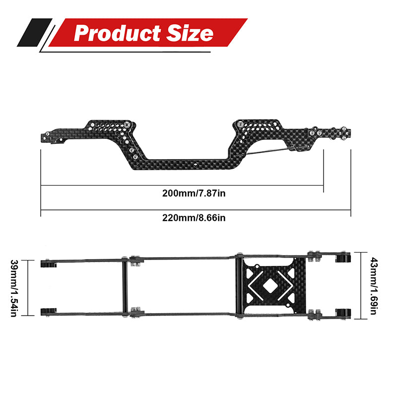 INJORA Universal LCG Chassis Frame Kit for 1/18 TRX4M (Carbon Fiber) 5 INJORA Universal LCG Chassis Frame Kit for 1/18 TRX4M (Carbon Fiber)