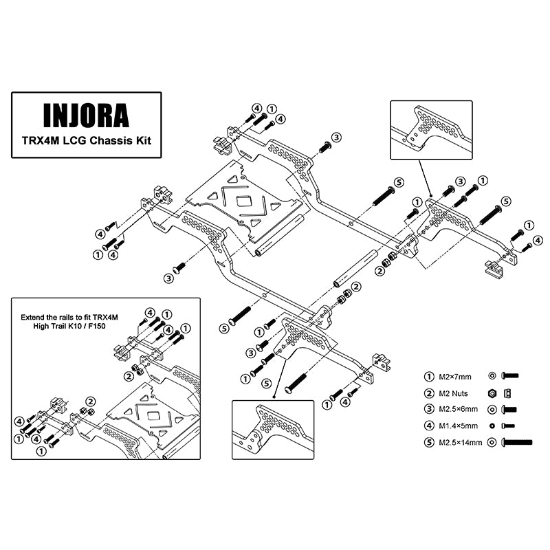 INJORA Universal LCG Chassis Frame Kit for 1/18 TRX4M (Carbon Fiber) 6 INJORA Universal LCG Chassis Frame Kit for 1/18 TRX4M (Carbon Fiber)