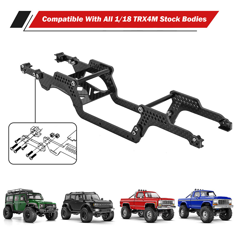 INJORA Universal LCG Chassis Frame Kit for 1/18 TRX4M (Carbon Fiber) 7 INJORA Universal LCG Chassis Frame Kit for 1/18 TRX4M (Carbon Fiber)
