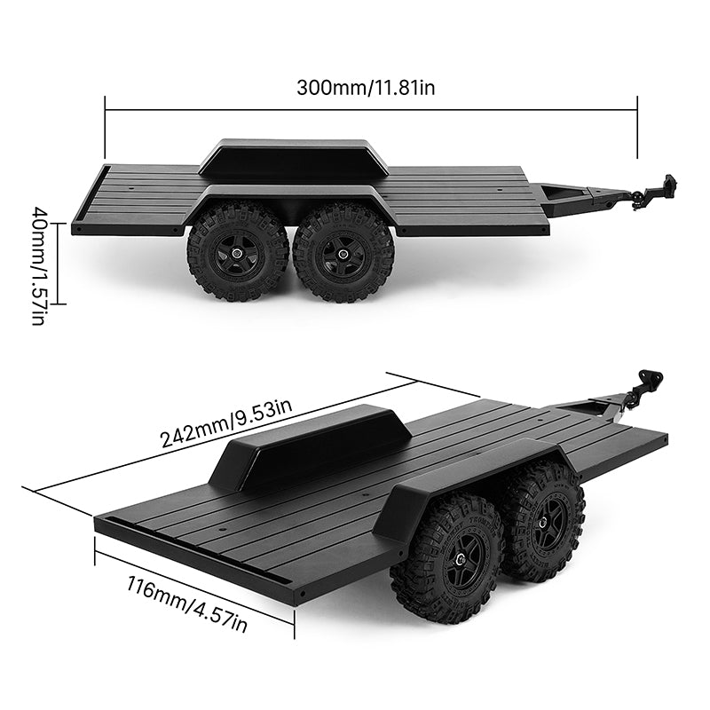 INJORA Utility Plastic Trailer with Hitch for 1/18 RC Crawler TRX4M 3 INJORA Utility Plastic Trailer with Hitch for 1/18 RC Crawler TRX4M