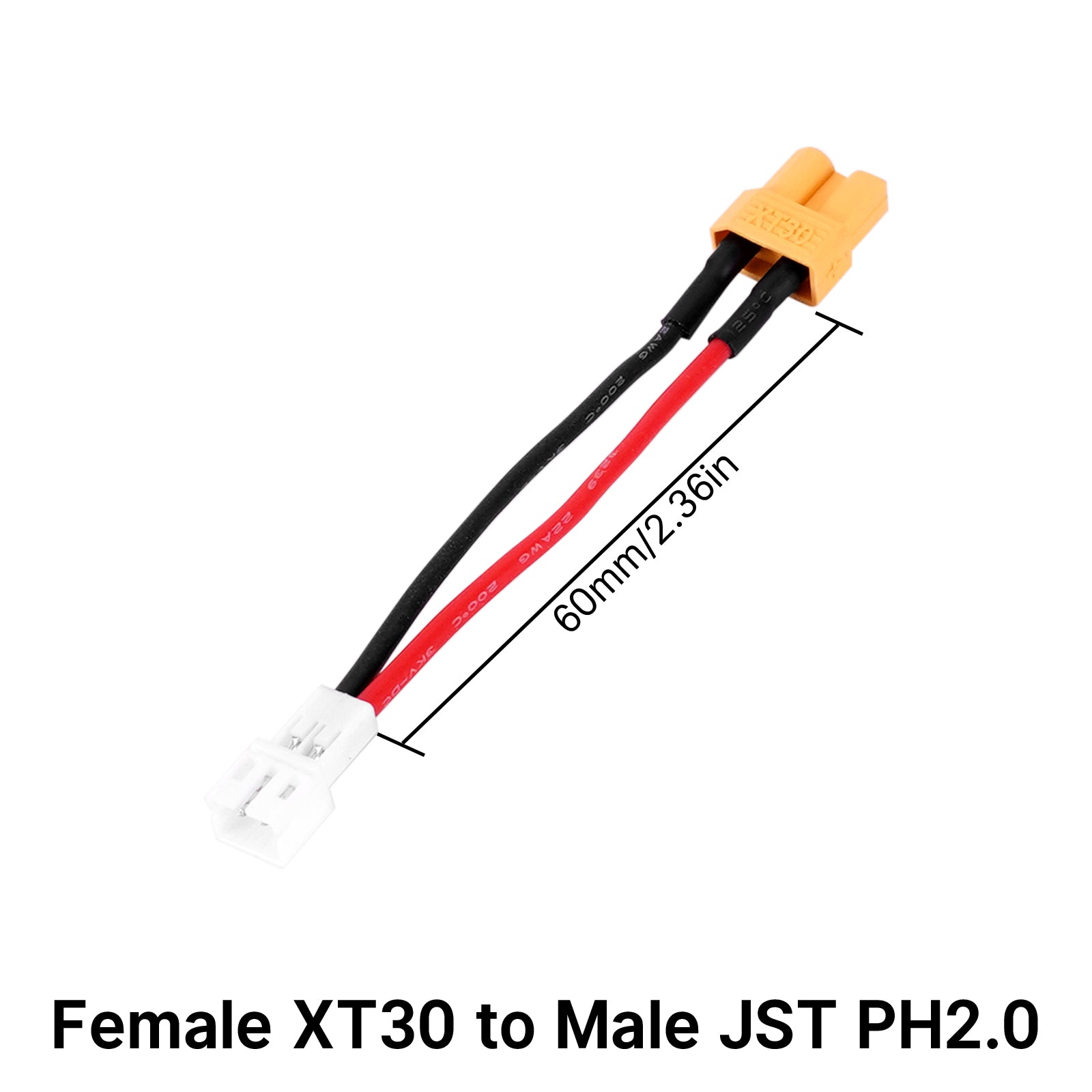 INJORA XT30 to JST-RCY JST PH2.0 TRX-4M T-Style EC3 Battery Adapter Cable Wire 4 INJORA XT30 to JST-RCY JST PH2.0 TRX-4M T-Style EC3 Battery Adapter Cable Wire
