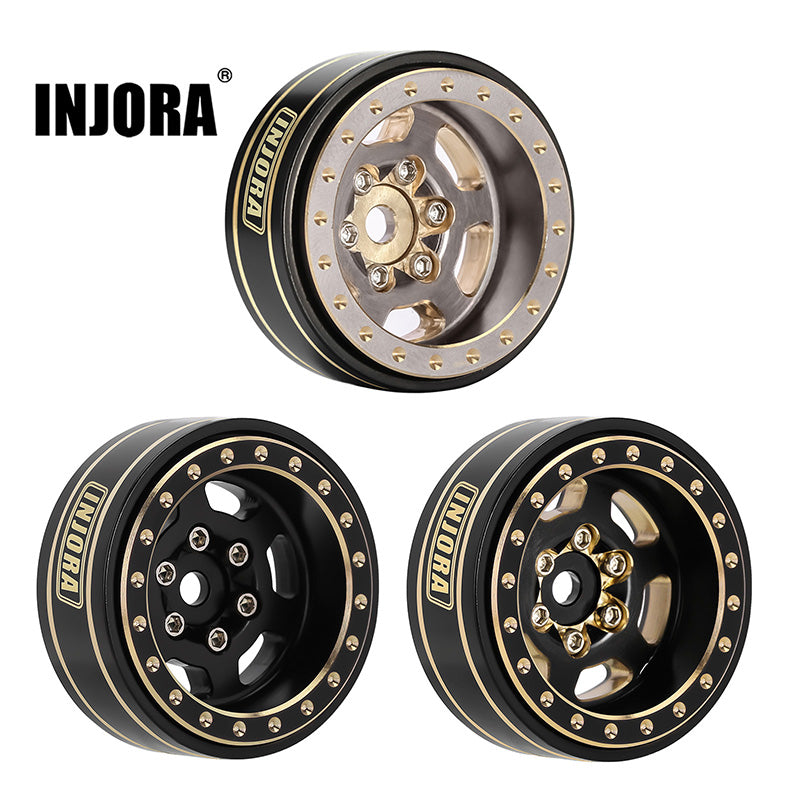 [Clearance Sale] INJORA 1.0 Plus 6-Spoke Brass Beadlock Wheels 43g/pcs offset -3.75mm for 1/18 1/24 RC Crawler (4) (W1103)