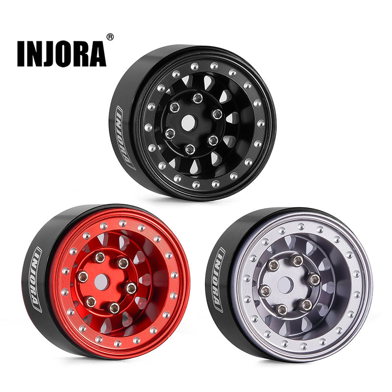 [Clearance Sale] INJORA 1.0" Negative Offset 2.85mm Beadlock Aluminum Wheel Rims for 1/24 RC Crawlers (4) (W1009)