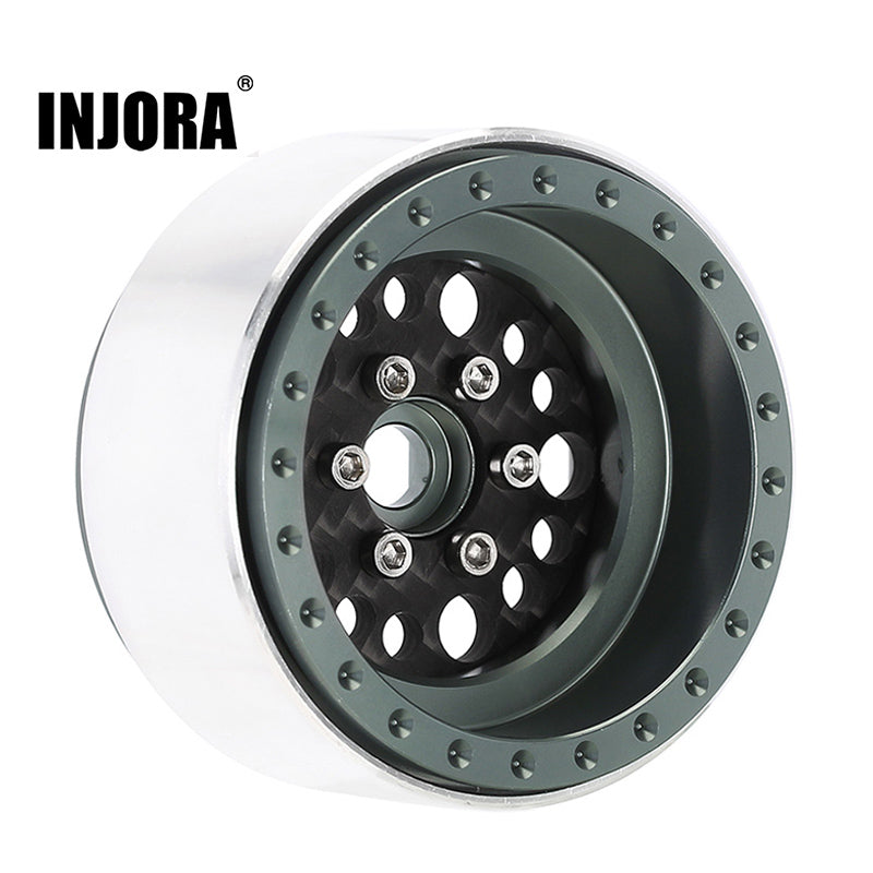[Clearance Sale] INJORA 1.9" Deep Dish Carbon Aluminum Beadlock Wheels Offset -10mm for 1/10 RC Crawlers (W1953)