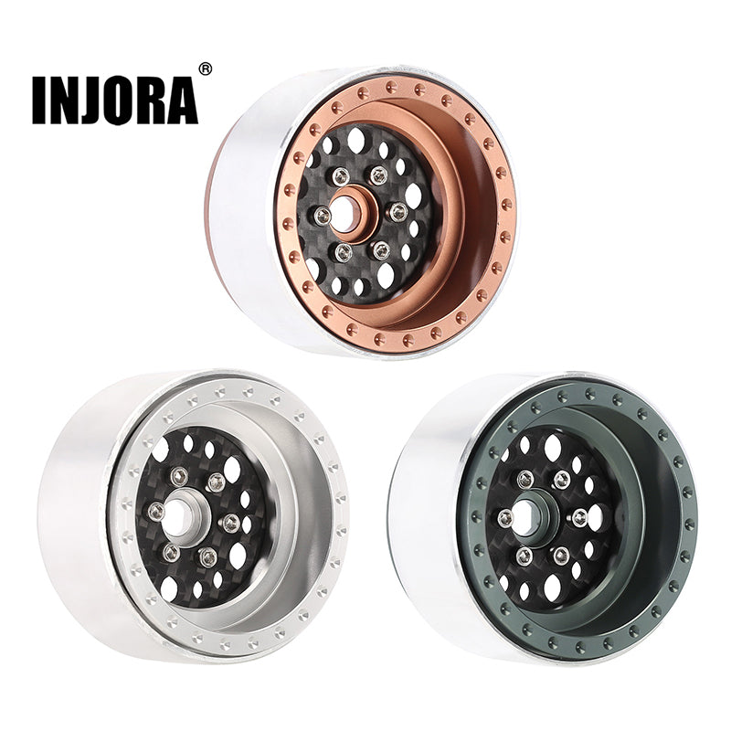 [Clearance Sale] INJORA 2.2" Deep Dish Offset -10mm Carbon Fiber Aluminum Wheels for 1/10 RC Crawler (4) (W2253)