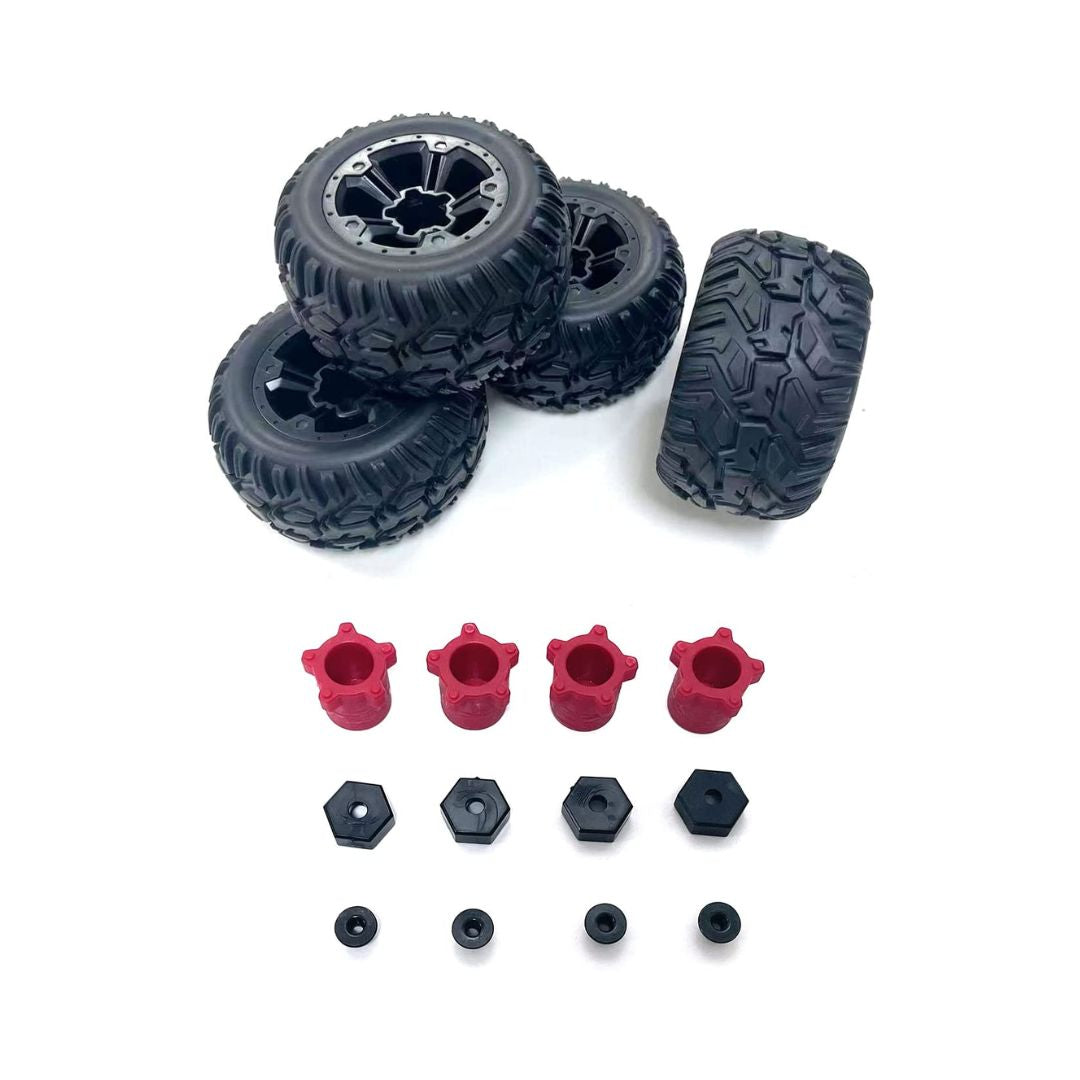 Car Tires & Wheel Replacement Set for 1/16 Truck, RLR-16011