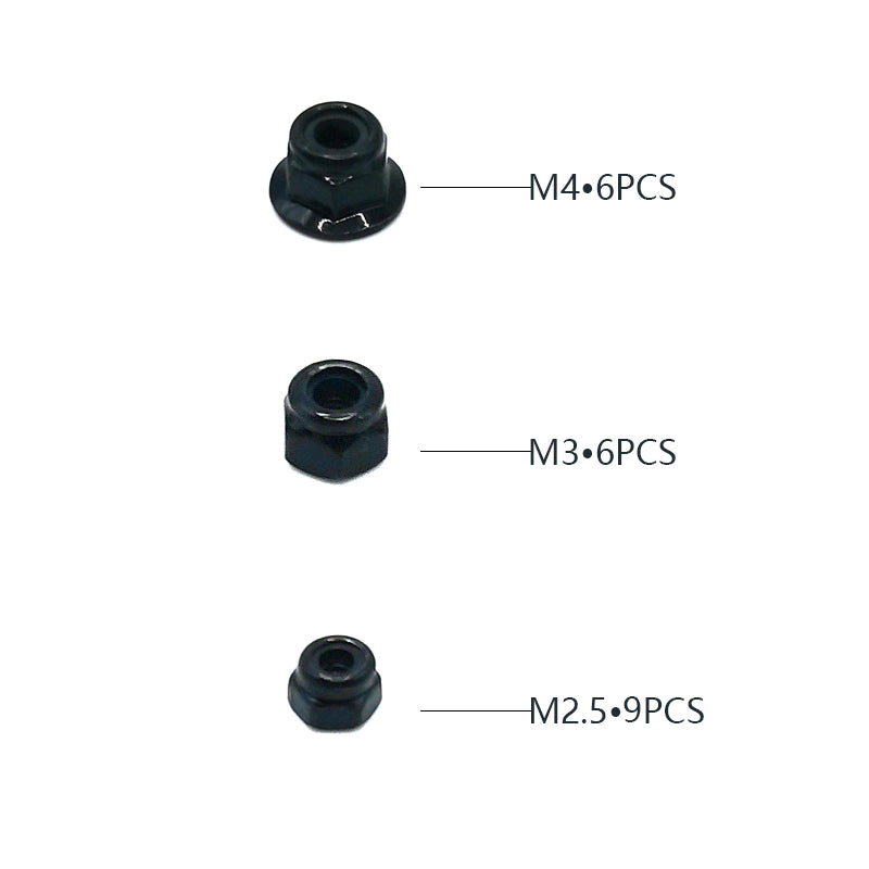 Lock Nut Set (M2.5 & M3 & M4 ) For 1/10 Scale On-Road Cars