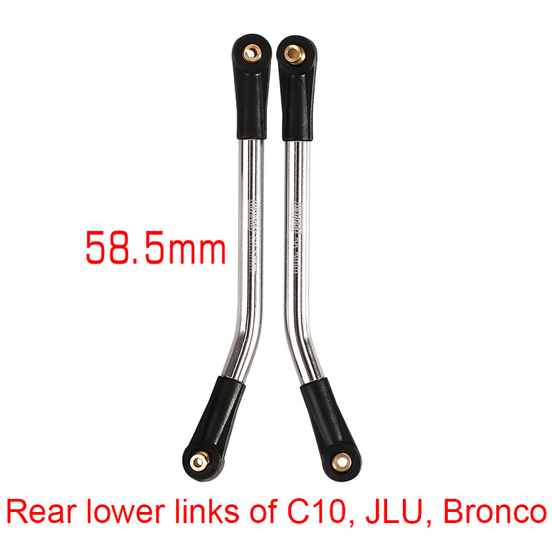 INJORA 1 Pair Stainless Steel High Clearance Chassis Links for SCX24 Mods 8 2PCS 58.5mm (C10 Rear Lower)