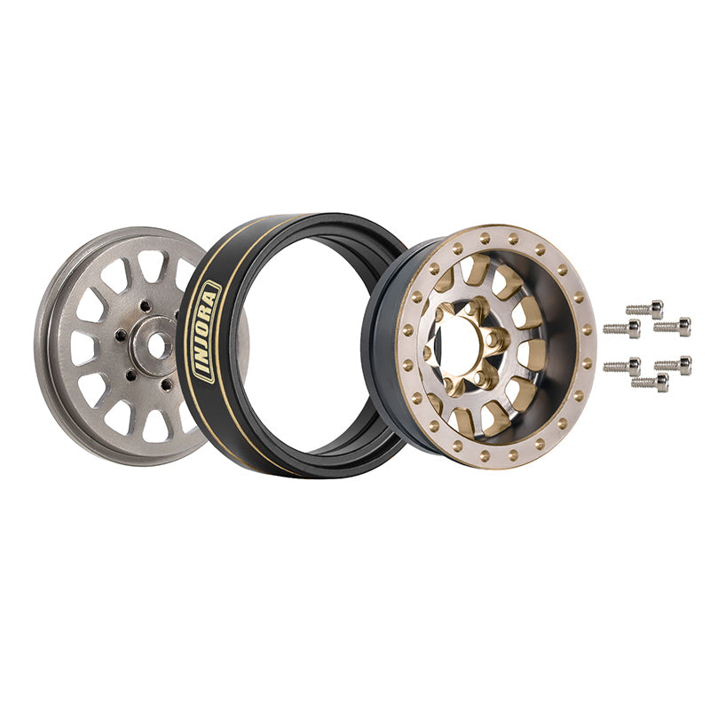 INJORA 1.0 Plus 12-Spoke Brass Beadlock Wheels 42g/pcs offset -3.75mm for 1/18 1/24 RC Crawler (4) (W1101) 11 INJORA 1.0 Plus 12-Spoke Brass Beadlock Wheels 42g/pcs offset -3.75mm for 1/18 1/24 RC Crawler (4) (W1101)