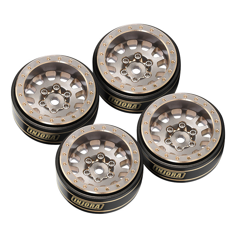 INJORA 1.0 Plus 12-Spoke Brass Beadlock Wheels 42g/pcs offset -3.75mm for 1/18 1/24 RC Crawler (4) (W1101) 16 INJORA 1.0 Plus 12-Spoke Brass Beadlock Wheels 42g/pcs offset -3.75mm for 1/18 1/24 RC Crawler (4) (W1101)