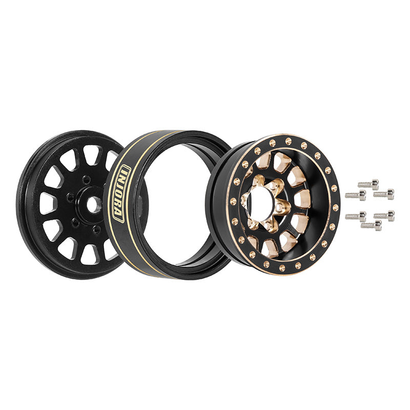 INJORA 1.0 Plus 12-Spoke Brass Beadlock Wheels 42g/pcs offset -3.75mm for 1/18 1/24 RC Crawler (4) (W1101) 18 INJORA 1.0 Plus 12-Spoke Brass Beadlock Wheels 42g/pcs offset -3.75mm for 1/18 1/24 RC Crawler (4) (W1101)