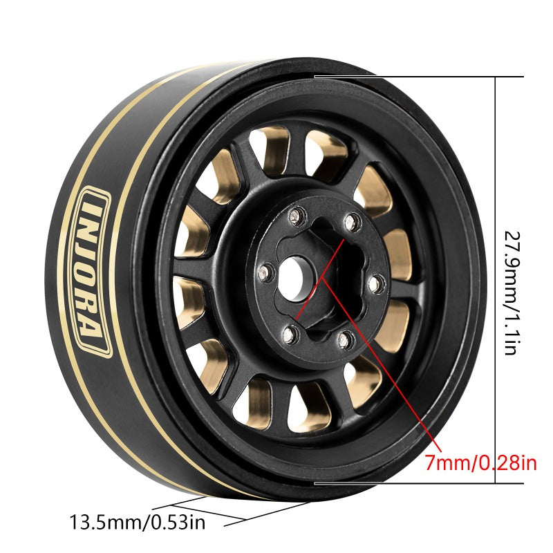 INJORA 1.0 Plus 12-Spoke Brass Beadlock Wheels 42g/pcs offset -3.75mm for 1/18 1/24 RC Crawler (4) (W1101) 20 INJORA 1.0 Plus 12-Spoke Brass Beadlock Wheels 42g/pcs offset -3.75mm for 1/18 1/24 RC Crawler (4) (W1101)