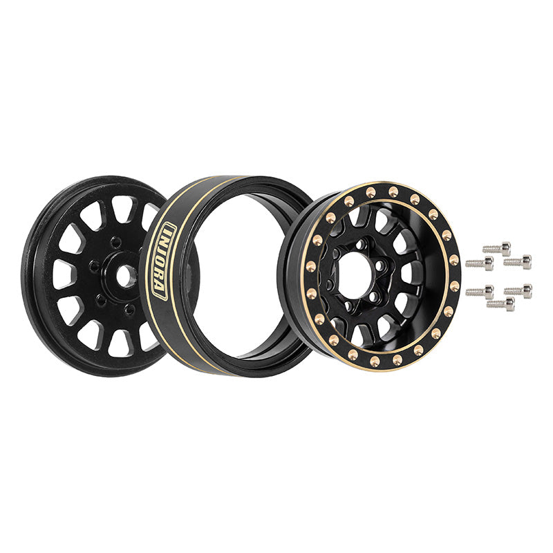 INJORA 1.0 Plus 12-Spoke Brass Beadlock Wheels 42g/pcs offset -3.75mm for 1/18 1/24 RC Crawler (4) (W1101) 4 INJORA 1.0 Plus 12-Spoke Brass Beadlock Wheels 42g/pcs offset -3.75mm for 1/18 1/24 RC Crawler (4) (W1101)