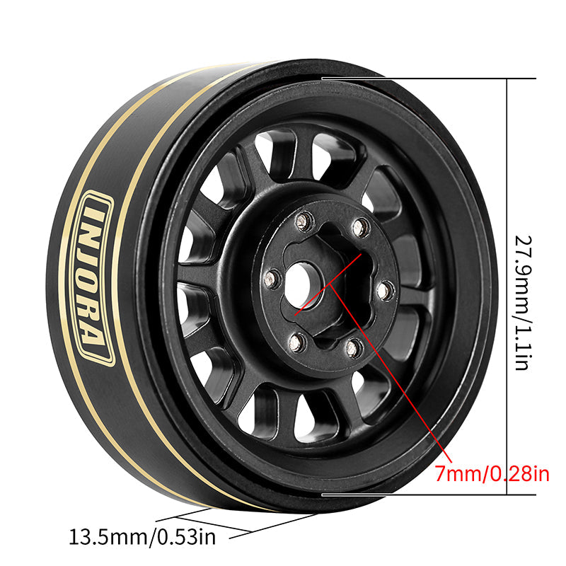 INJORA 1.0 Plus 12-Spoke Brass Beadlock Wheels 42g/pcs offset -3.75mm for 1/18 1/24 RC Crawler (4) (W1101) 6 INJORA 1.0 Plus 12-Spoke Brass Beadlock Wheels 42g/pcs offset -3.75mm for 1/18 1/24 RC Crawler (4) (W1101)