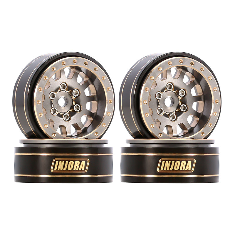INJORA 1.0 Plus 12-Spoke Brass Beadlock Wheels 42g/pcs offset -3.75mm for 1/18 1/24 RC Crawler (4) (W1101) 10 INJORA 1.0 Plus 12-Spoke Brass Beadlock Wheels 42g/pcs offset -3.75mm for 1/18 1/24 RC Crawler (4) (W1101)