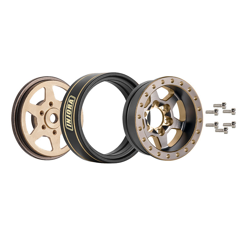 INJORA 1.0 Plus 6-Spoke Brass Beadlock Wheels 42g/pcs offset -3.75mm for 1/18 1/24 RC Crawler (4) (W1102) 11 INJORA 1.0 Plus 6-Spoke Brass Beadlock Wheels 42g/pcs offset -3.75mm for 1/18 1/24 RC Crawler (4) (W1102)