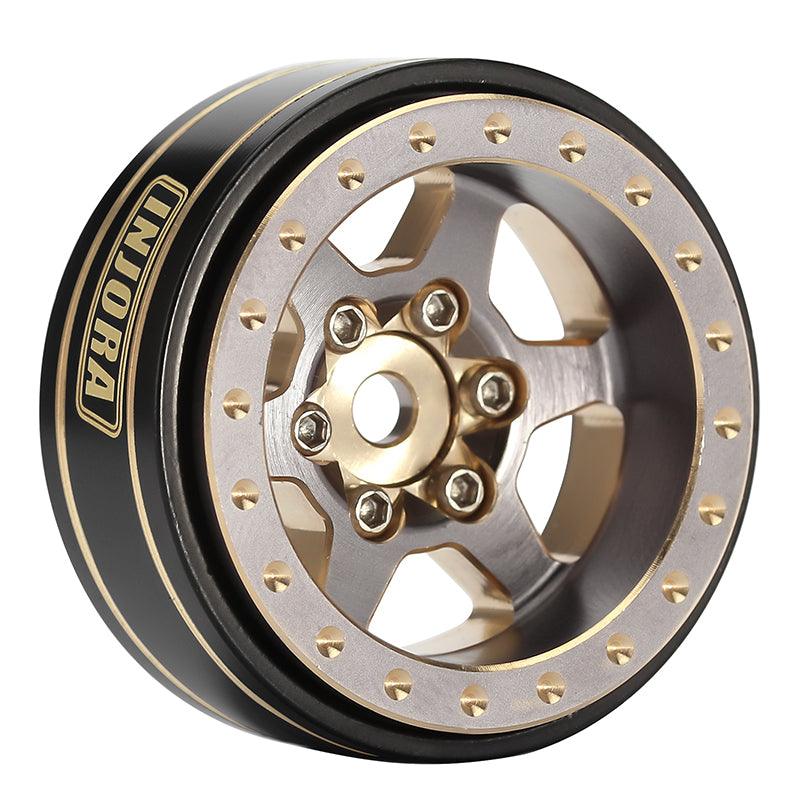 INJORA 1.0 Plus 6-Spoke Brass Beadlock Wheels 42g/pcs offset -3.75mm for 1/18 1/24 RC Crawler (4) (W1102) 12 INJORA 1.0 Plus 6-Spoke Brass Beadlock Wheels 42g/pcs offset -3.75mm for 1/18 1/24 RC Crawler (4) (W1102)