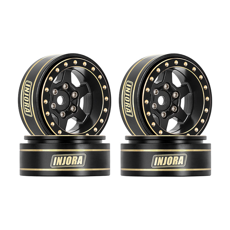 INJORA 1.0 Plus 6-Spoke Brass Beadlock Wheels 42g/pcs offset -3.75mm for 1/18 1/24 RC Crawler (4) (W1102) 3 INJORA 1.0 Plus 6-Spoke Brass Beadlock Wheels 42g/pcs offset -3.75mm for 1/18 1/24 RC Crawler (4) (W1102)
