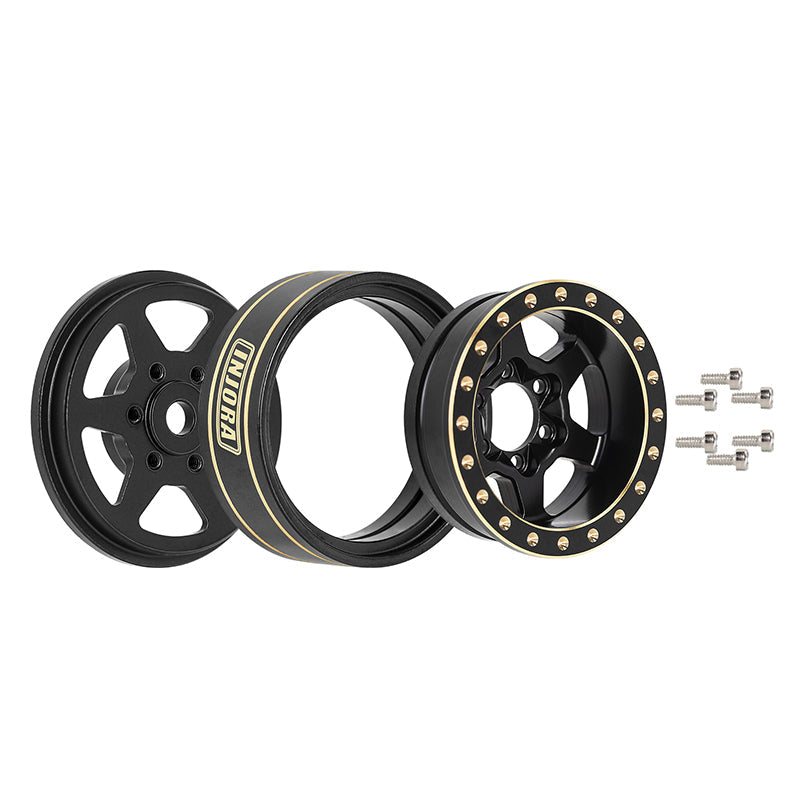 INJORA 1.0 Plus 6-Spoke Brass Beadlock Wheels 42g/pcs offset -3.75mm for 1/18 1/24 RC Crawler (4) (W1102) 4 INJORA 1.0 Plus 6-Spoke Brass Beadlock Wheels 42g/pcs offset -3.75mm for 1/18 1/24 RC Crawler (4) (W1102)