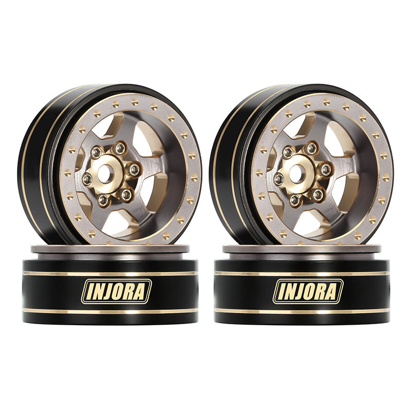 INJORA 1.0 Plus 6-Spoke Brass Beadlock Wheels 42g/pcs offset -3.75mm for 1/18 1/24 RC Crawler (4) (W1102) 10 INJORA 1.0 Plus 6-Spoke Brass Beadlock Wheels 42g/pcs offset -3.75mm for 1/18 1/24 RC Crawler (4) (W1102)