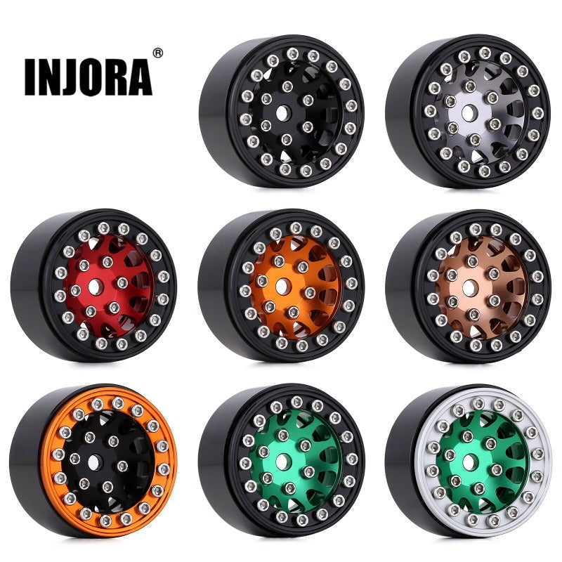 INJORA 1.0" 12-Spokes Beadlock Aluminum Wheel Rims for 1/24 RC Crawlers (4) (W1049)