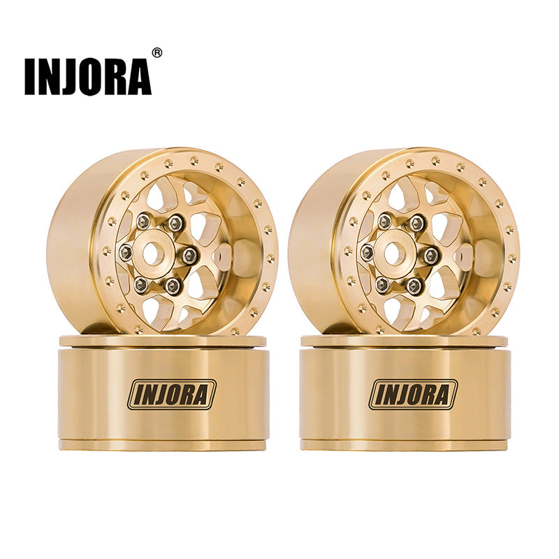 INJORA 1.0" 35g/pcs Brass Beadlock Wheels Offset -4.7mm for 1/24 1/18 RC Crawler
