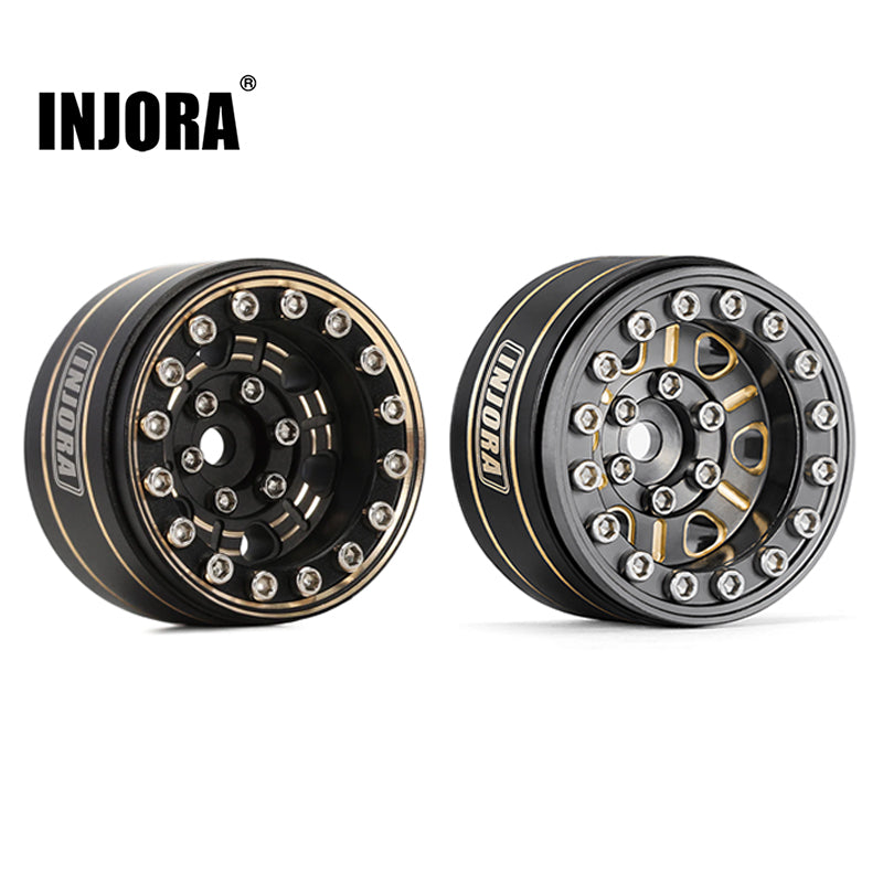 INJORA 1.0" 47g/pcs Brass Beadlock Wheels Negative Offset 3.15mm for 1/24 RC Crawlers (W1005)