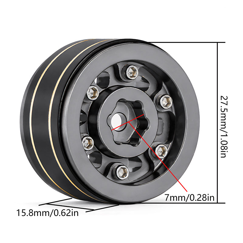 INJORA 1.0" 47g/pcs Brass Beadlock Wheels Negative Offset 3.15mm for 1/24 RC Crawlers (W1005) 13 INJORA 1.0" 47g/pcs Brass Beadlock Wheels Negative Offset 3.15mm for 1/24 RC Crawlers (W1005)