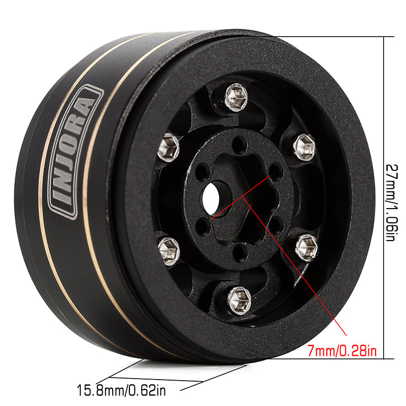 INJORA 1.0" 47g/pcs Brass Beadlock Wheels Negative Offset 3.15mm for 1/24 RC Crawlers (W1005) 7 INJORA 1.0" 47g/pcs Brass Beadlock Wheels Negative Offset 3.15mm for 1/24 RC Crawlers (W1005)