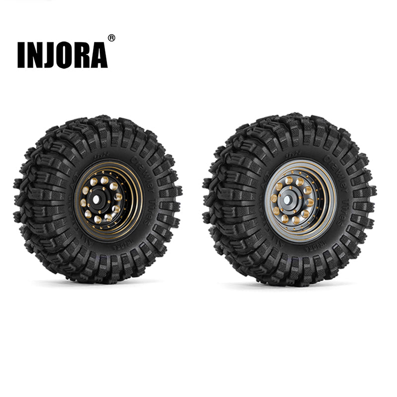 INJORA 1.0" 58*24mm -2.65mm Offset Brass Beadlock Wheel Set for 1/24 1/18 RC Crawler
