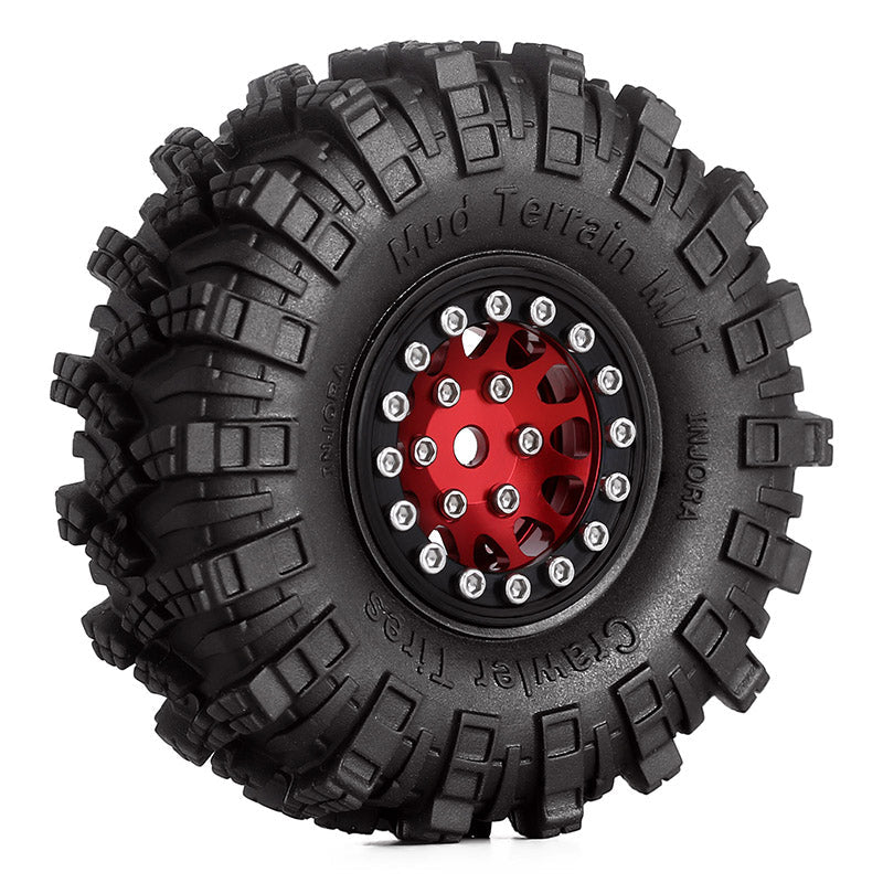 INJORA 1.0" 62*20.5mm Wheel Rims Mud Terrain Tires Set for 1/24 RC Crawlers (4) (W1049-T1007) 12 INJORA 1.0" 62*20.5mm Wheel Rims Mud Terrain Tires Set for 1/24 RC Crawlers (4) (W1049-T1007)