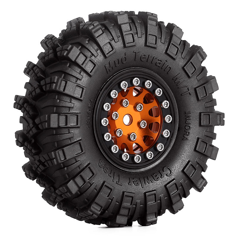INJORA 1.0" 62*20.5mm Wheel Rims Mud Terrain Tires Set for 1/24 RC Crawlers (4) (W1049-T1007) 20 INJORA 1.0" 62*20.5mm Wheel Rims Mud Terrain Tires Set for 1/24 RC Crawlers (4) (W1049-T1007)