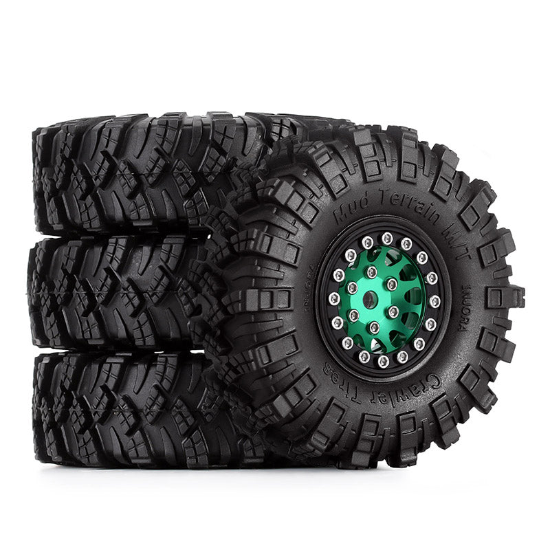 INJORA 1.0" 62*20.5mm Wheel Rims Mud Terrain Tires Set for 1/24 RC Crawlers (4) (W1049-T1007) 30 INJORA 1.0" 62*20.5mm Wheel Rims Mud Terrain Tires Set for 1/24 RC Crawlers (4) (W1049-T1007)