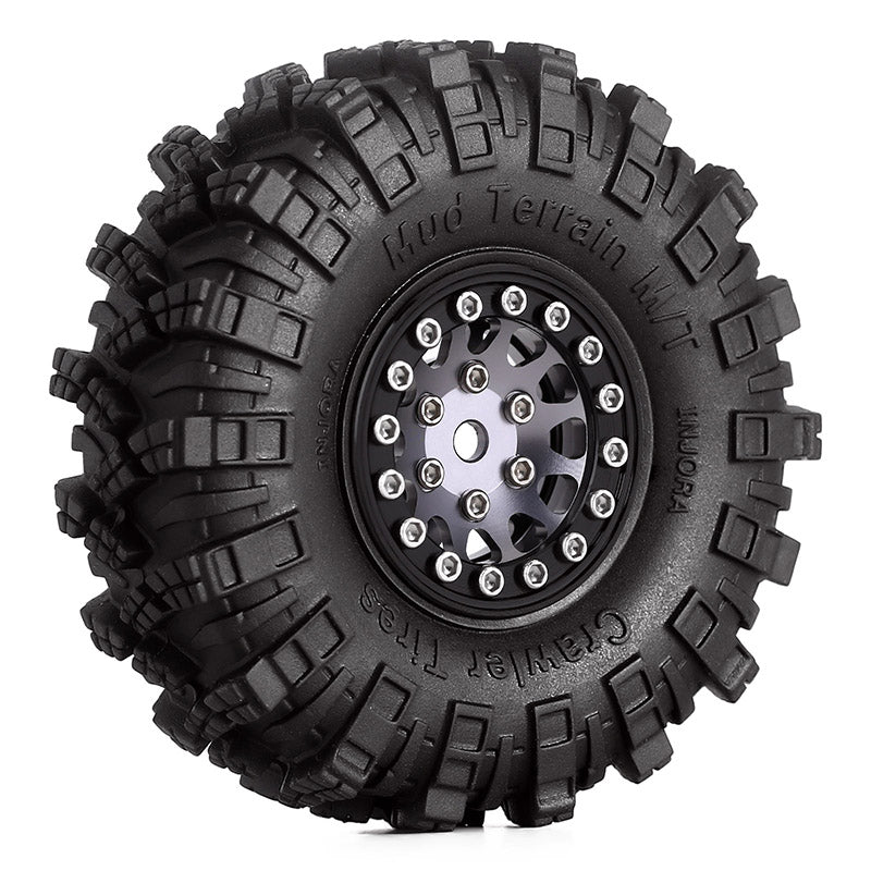 INJORA 1.0" 62*20.5mm Wheel Rims Mud Terrain Tires Set for 1/24 RC Crawlers (4) (W1049-T1007) 4 INJORA 1.0" 62*20.5mm Wheel Rims Mud Terrain Tires Set for 1/24 RC Crawlers (4) (W1049-T1007)