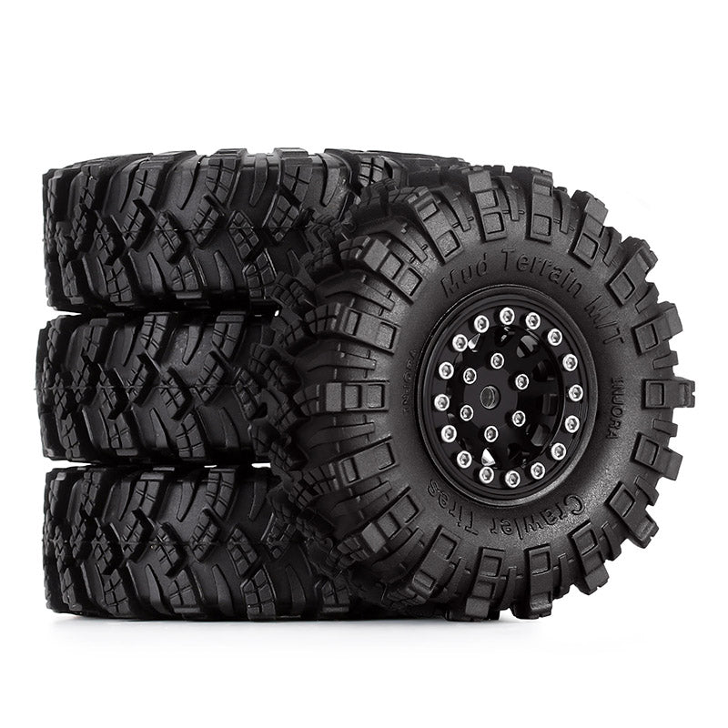 INJORA 1.0" 62*20.5mm Wheel Rims Mud Terrain Tires Set for 1/24 RC Crawlers (4) (W1049-T1007) 10 INJORA 1.0" 62*20.5mm Wheel Rims Mud Terrain Tires Set for 1/24 RC Crawlers (4) (W1049-T1007)