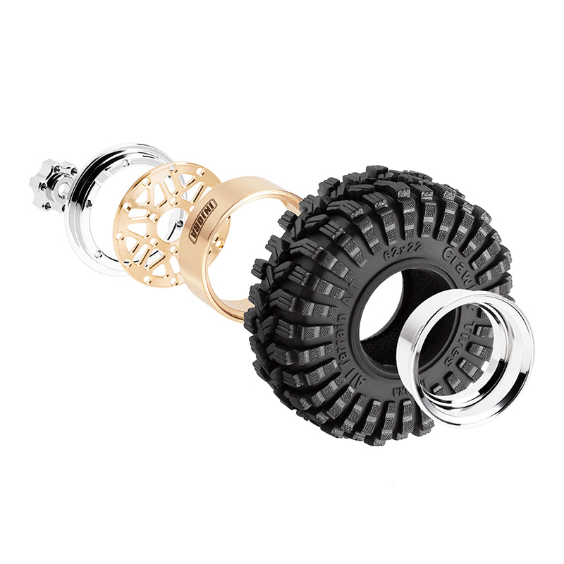 INJORA 1.0" 62*22mm Offset -4.4mm Beadlock Wheels Tires Set for 1/18 1/24 RC Crawlers 3 INJORA 1.0" 62*22mm Offset -4.4mm Beadlock Wheels Tires Set for 1/18 1/24 RC Crawlers