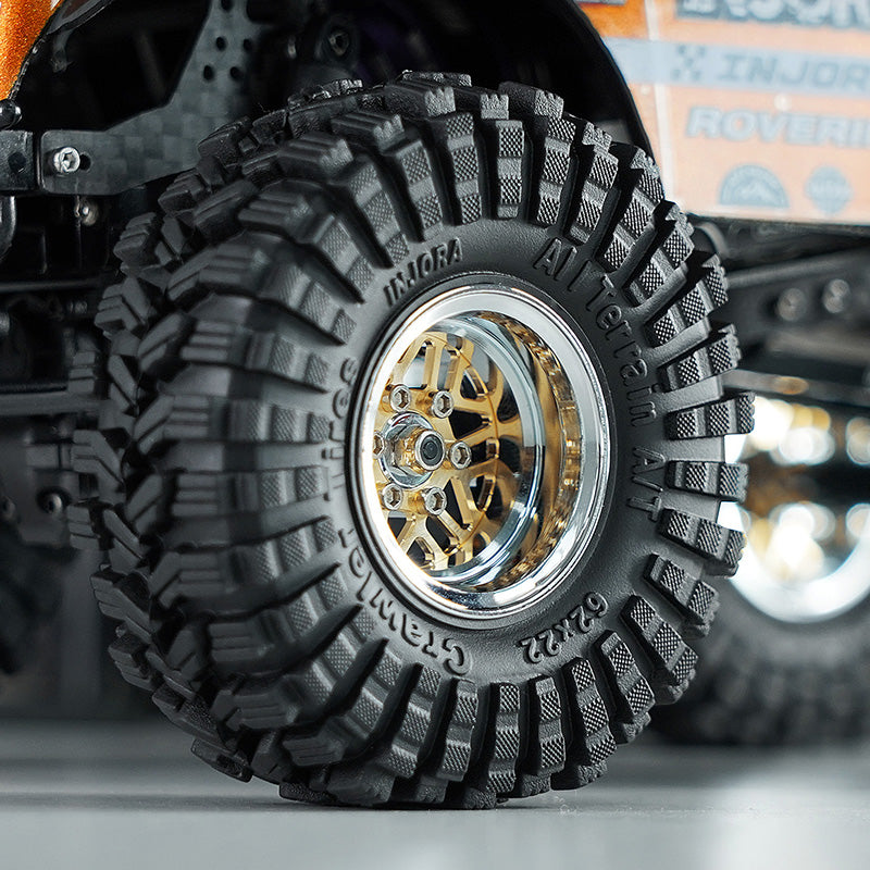 INJORA 1.0" 62*22mm Offset -4.4mm Beadlock Wheels Tires Set for 1/18 1/24 RC Crawlers 5 INJORA 1.0" 62*22mm Offset -4.4mm Beadlock Wheels Tires Set for 1/18 1/24 RC Crawlers