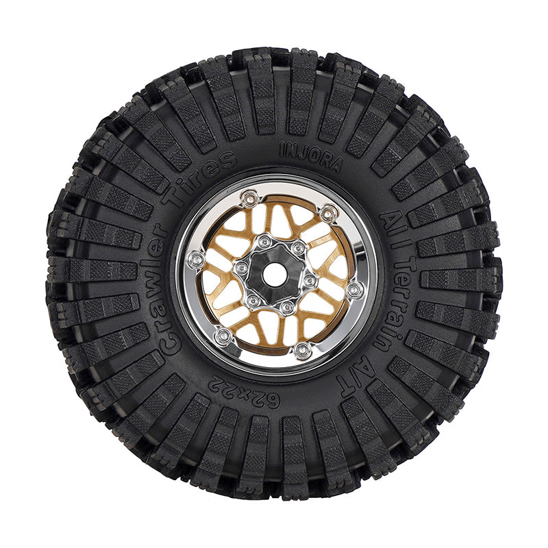 INJORA 1.0" 62*22mm Offset -4.4mm Beadlock Wheels Tires Set for 1/18 1/24 RC Crawlers 9 INJORA 1.0" 62*22mm Offset -4.4mm Beadlock Wheels Tires Set for 1/18 1/24 RC Crawlers