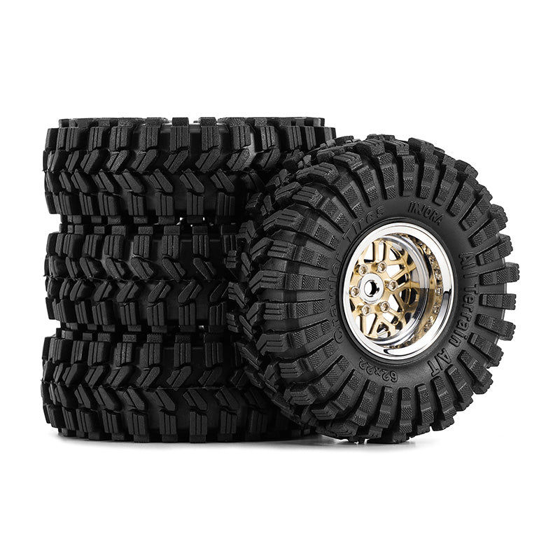 INJORA 1.0" 62*22mm Offset -4.4mm Beadlock Wheels Tires Set for 1/18 1/24 RC Crawlers 10 INJORA 1.0" 62*22mm Offset -4.4mm Beadlock Wheels Tires Set for 1/18 1/24 RC Crawlers