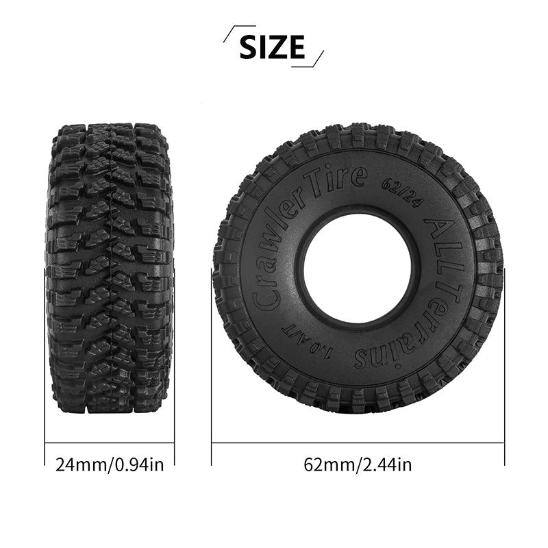 INJORA 1.0" 62*24mm S4 All Terrain Tires for 1/18 1/24 RC Crawlers (4) (T2450) 5 INJORA 1.0" 62*24mm S4 All Terrain Tires for 1/18 1/24 RC Crawlers (4) (T2450)