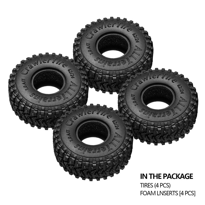 INJORA 1.0" 62*24mm S4 All Terrain Tires for 1/18 1/24 RC Crawlers (4) (T2450) 8 INJORA 1.0" 62*24mm S4 All Terrain Tires for 1/18 1/24 RC Crawlers (4) (T2450)