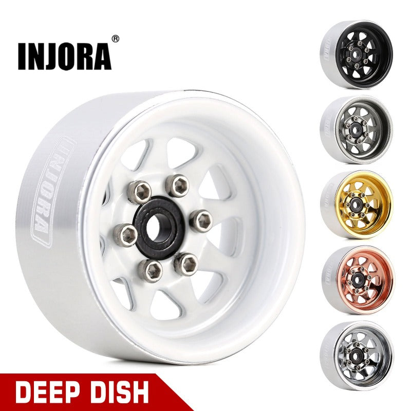 INJORA 1.0" Negative Offset 3.78mm Deep Dish Stamped Steel Wheel Rims for 1/24 RC Crawlers (4) (W1004)