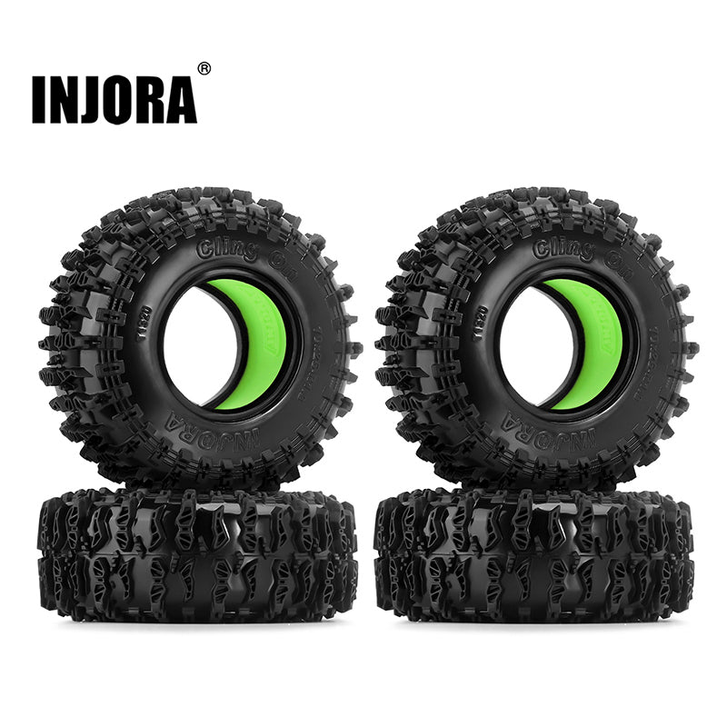 INJORA 1.3" 70*26mm Cling On Tires & Silicone Rubber Inserts Combo (4)