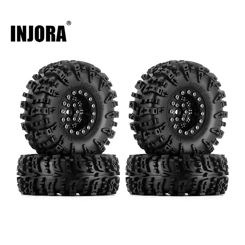 INJORA 1.3" 70*27mm Aluminum Wheels with Swamp Claw Tires for 1/18 1/24 RC Crawlers (W1305)